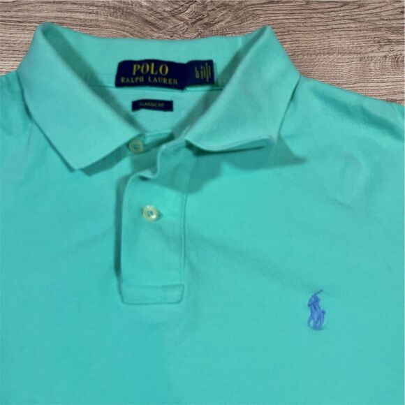 Ralph Lauren Polo Turquoise Casual Short Sleeve Classic Fit Shirt Mens Size L - Picture 3 of 6